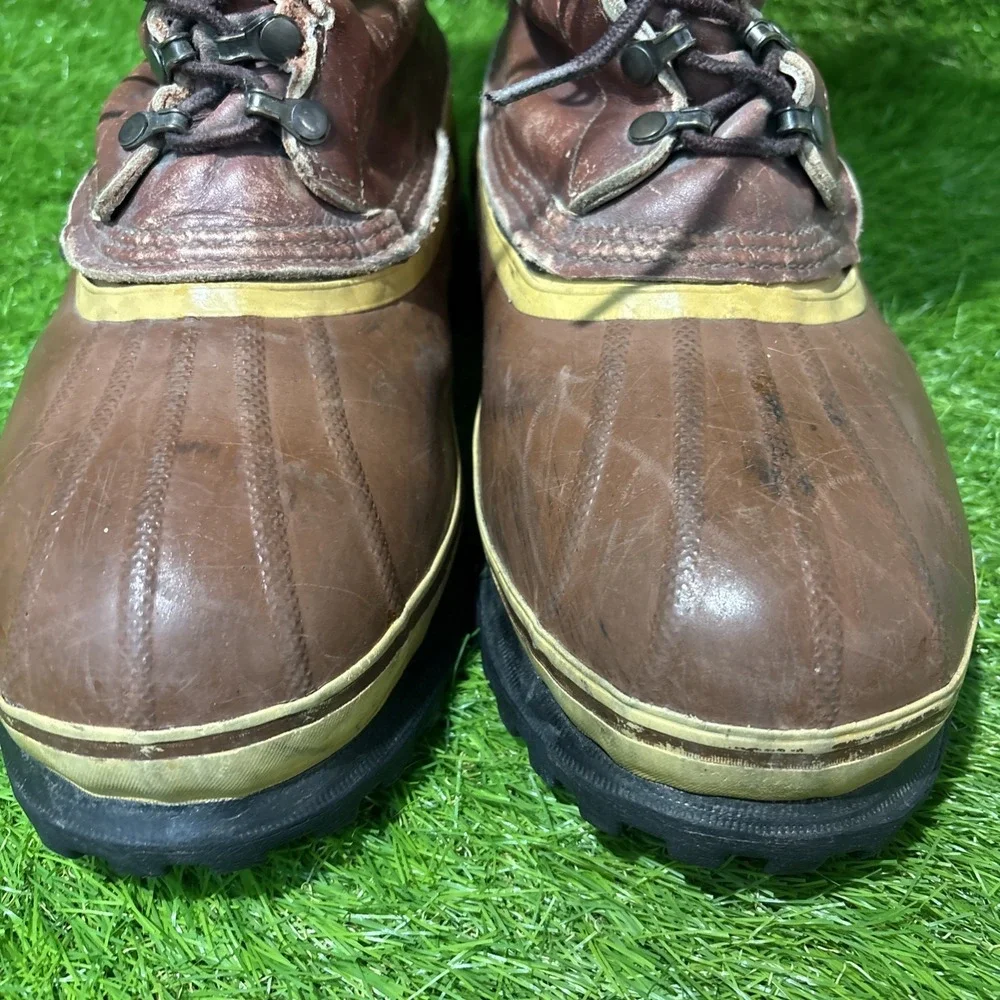 Vintage Sorel Dominator Winter Boots Men's 9 Brown Leather Made in Canada Size 9
